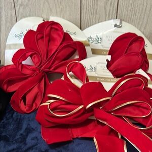 Red Decorative Bows with Gold Trim
